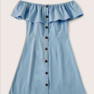 Baby Blue off the shoulder baby doll dress